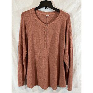 Old Navy Women’s XXL Rust Colored Waffle Henley Blouse